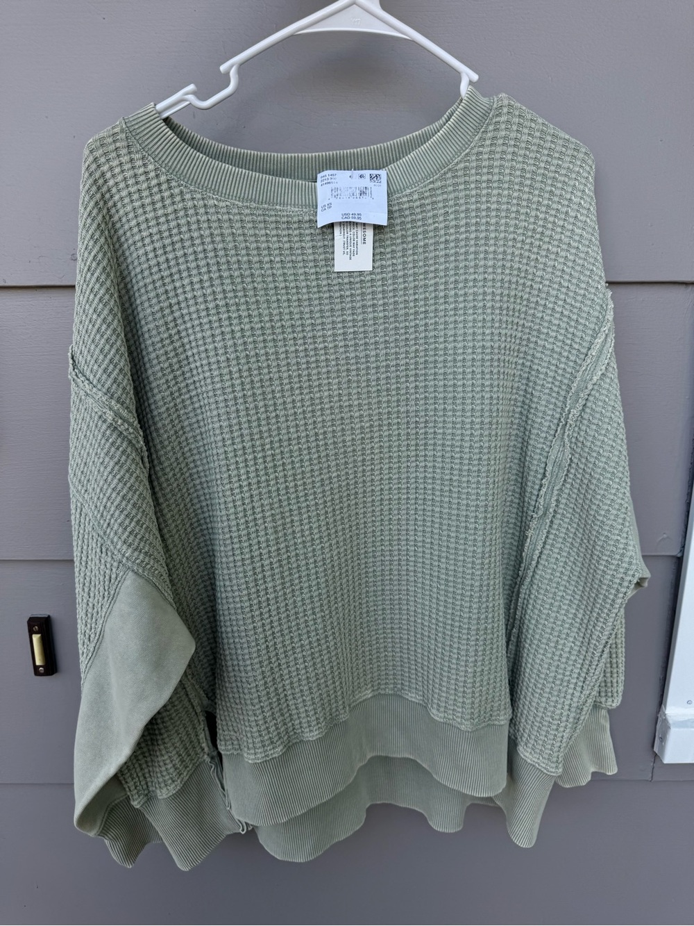 American Eagle Outfitters Waffle Knit Pullover - Sage fits bigger than a xs